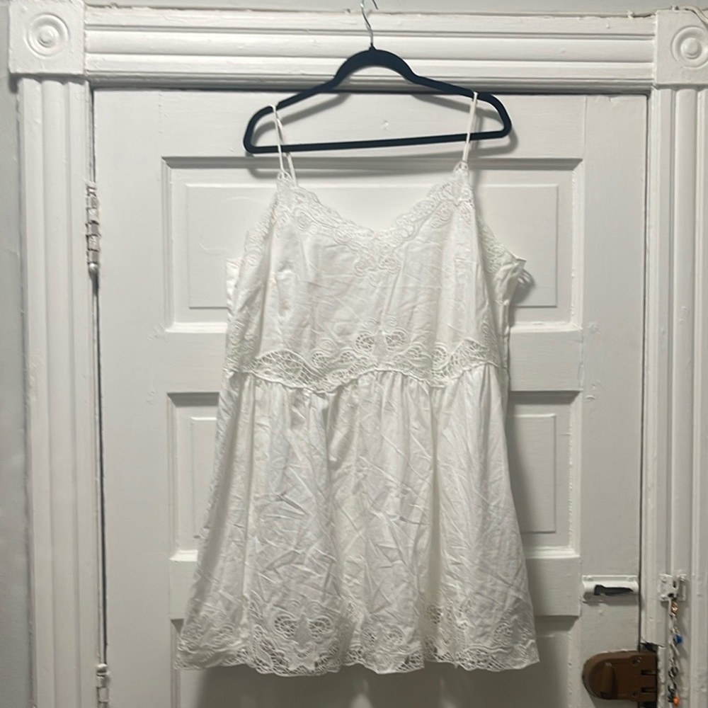 H&M White Lace Trim Cami Dress
